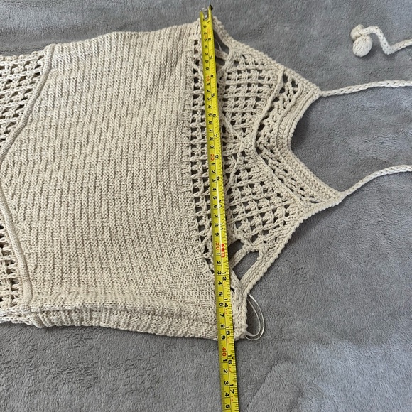 Zara Chic Beige Crochet Dress with Fringe. New - Picture 9 of 14